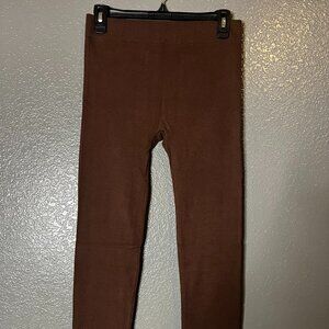Blue Star Brown Ribbed Knit Leggings Womens M High Rise Stretch